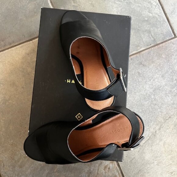 Dina Slide Black Leather Sandal (Women) Halogen Size 8.5 M - Picture 5 of 9